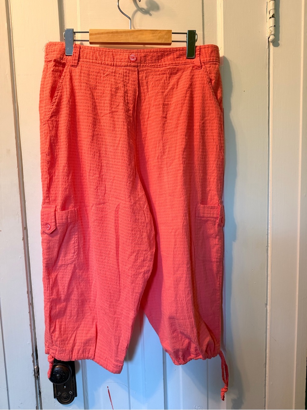 White Stag Cropped Cargo Drawstring Pants - Coral Pink